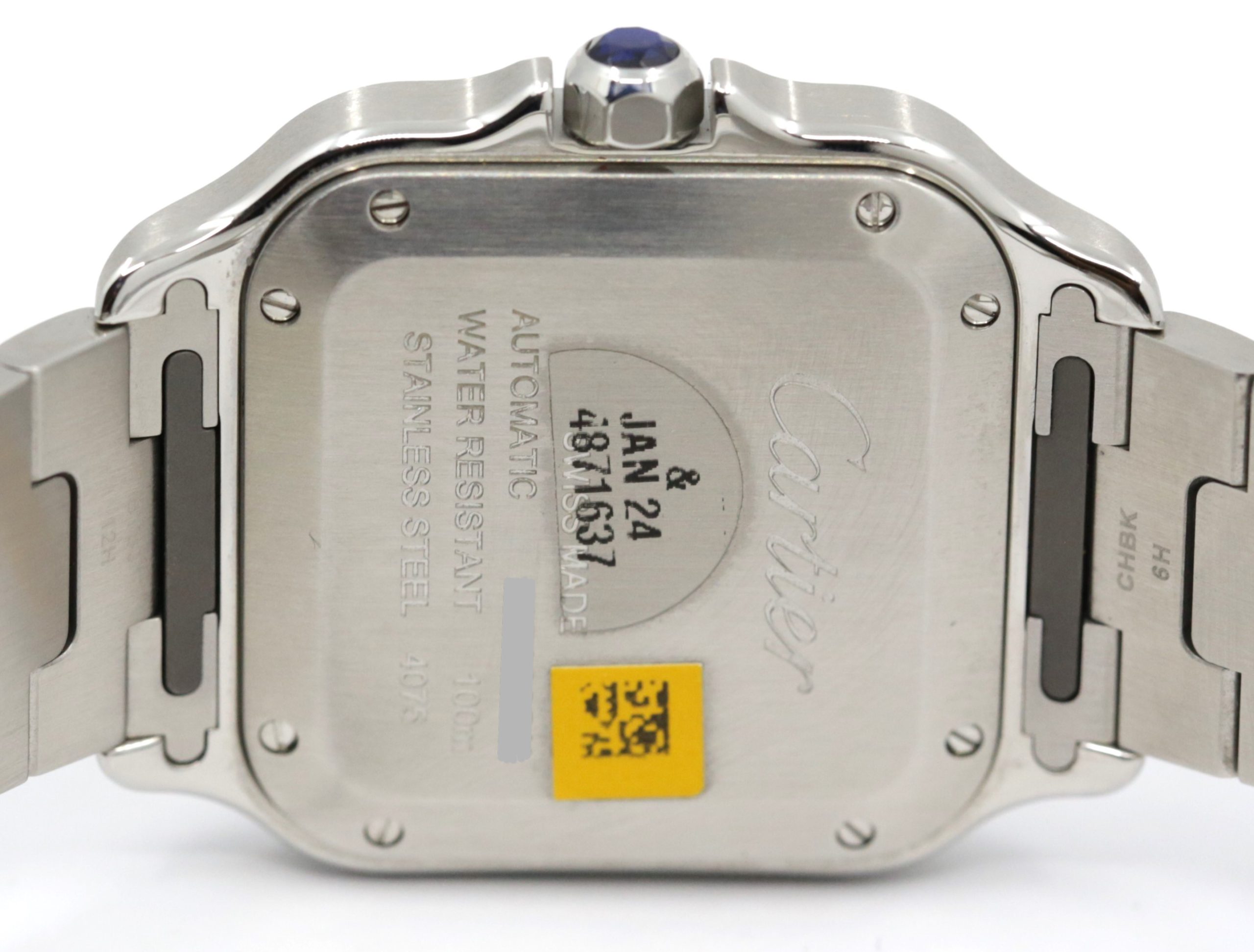 Cartier Santos De Cartier Watch, Medium Model, in Stainless Steel, Opaline Roman Dial, Blue Sword-Shaped Hands, on Cartier Stainless Steel Bracelet, Ref. WSSA0029, Circa: 2022, Complete with Box, Books & Cartier Warranty Card - Image 4