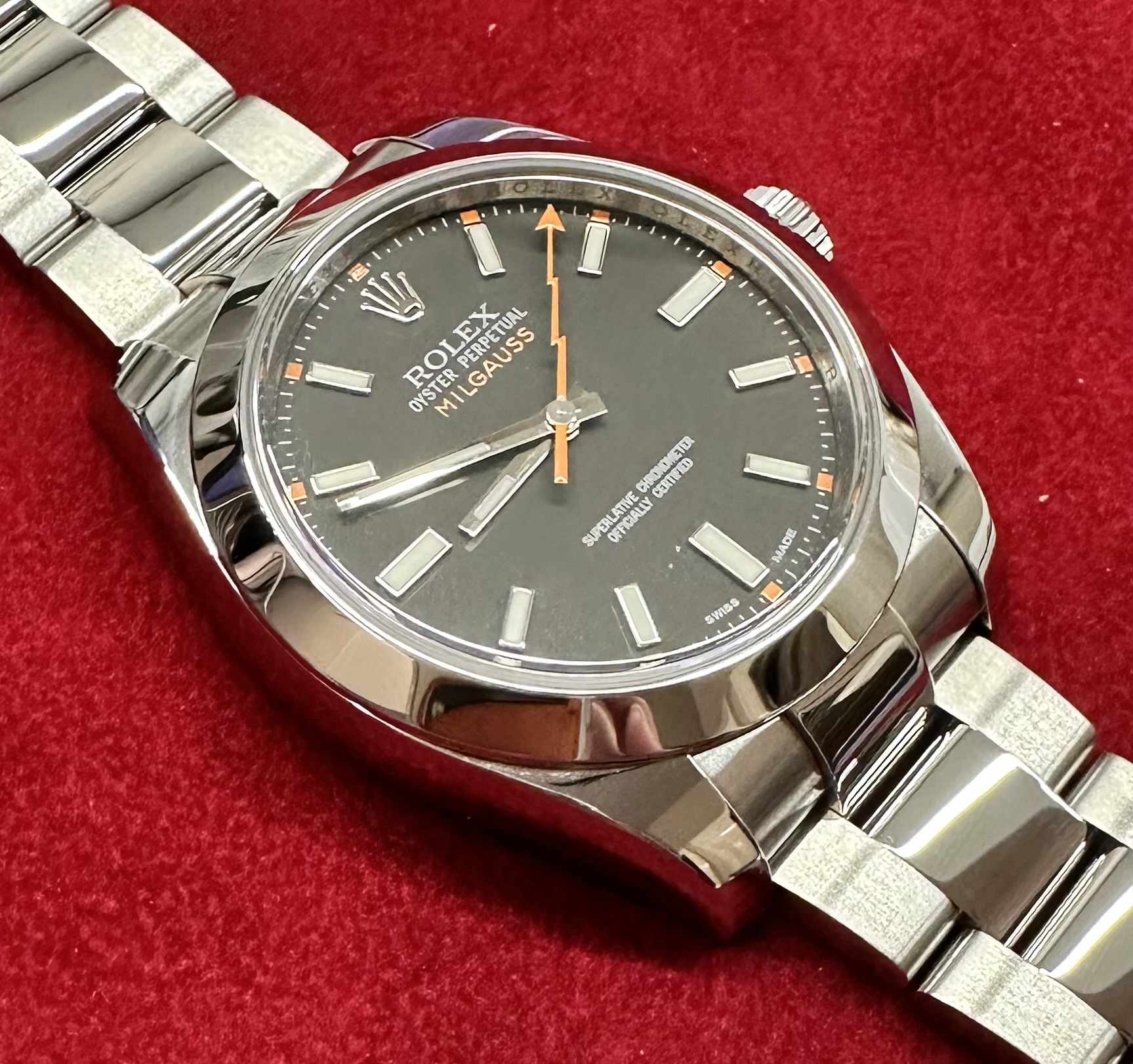 Rolex Oyster Perpetual Milgauss chronometer ref 116400 Ca 2014, box & papers.