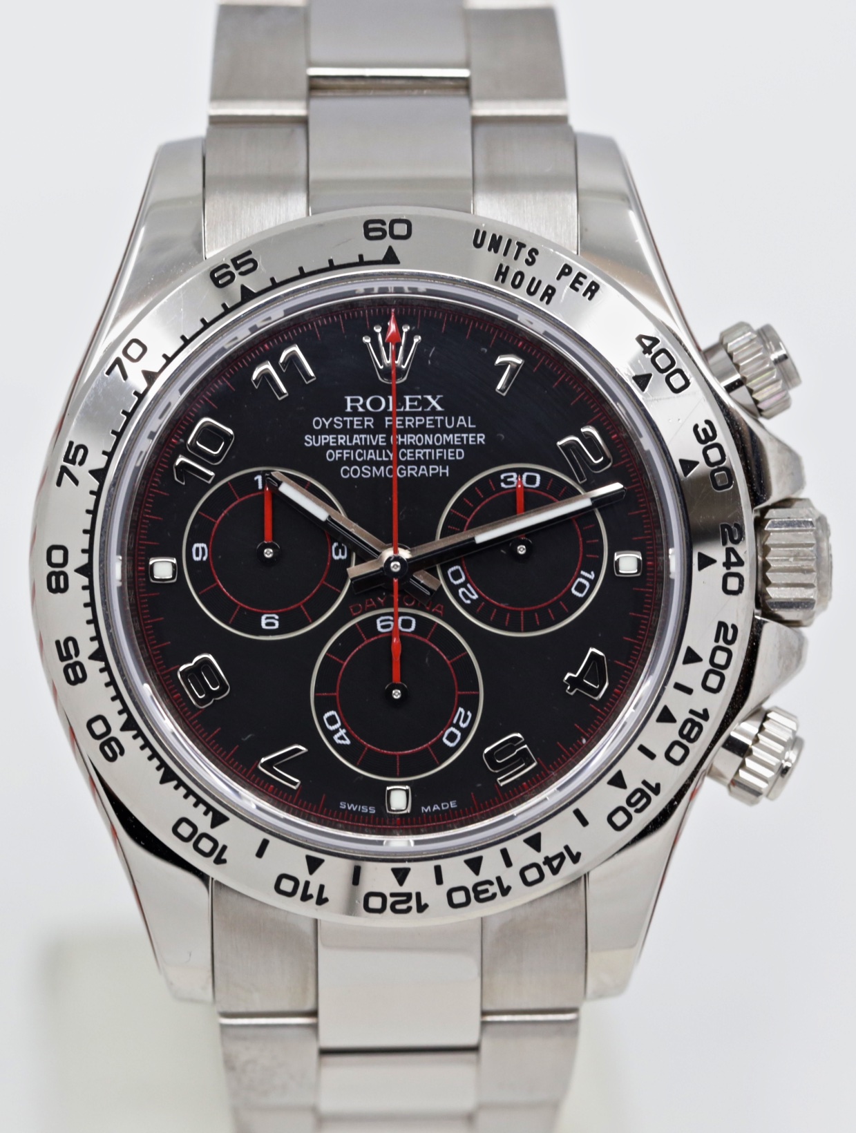Rolex Cosmograph Daytona in 18ct White Gold, Black Arab Racing dial, on Rolex 18ct White Gold Oyster Bracelet, Reference: 116509, Circa: 2010, Complete with Box, Book, Rolex Warranty Card and Rolex Service Card Dated 17-04-23 - Image 2