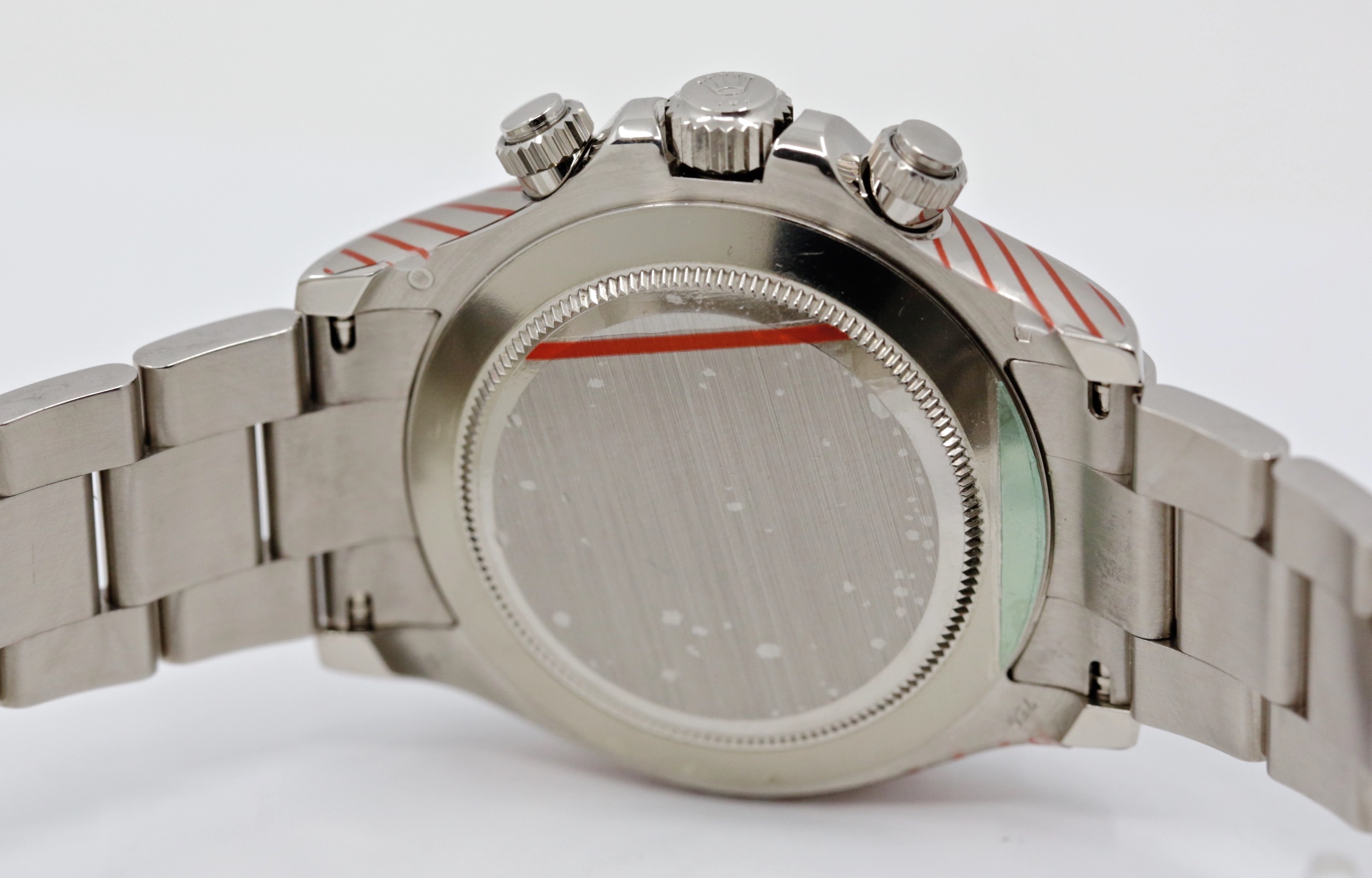 Rolex Cosmograph Daytona in 18ct White Gold, Black Arab Racing dial, on Rolex 18ct White Gold Oyster Bracelet, Reference: 116509, Circa: 2010, Complete with Box, Book, Rolex Warranty Card and Rolex Service Card Dated 17-04-23 - Image 6