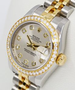 Alternative view of Rolex Lady Datejust 26, in Stainless Steel & 18ct Yellow Gold, Factory Set Silver Diamond Dial & Factory Set Diamond Bezel, on Stainless Steel & 18ct Yellow Gold Rolex Jubilee Bracelet, with Box & Book