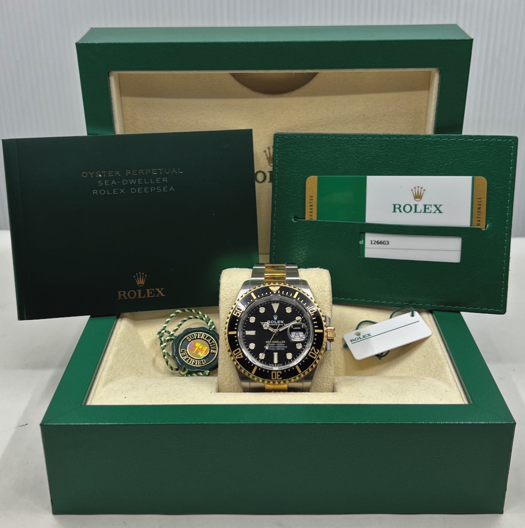 Rolex Sea-Dweller 43 "Anniversary" in 18ct Yellow Gold & Stainless Steel, Black Index Dial with Black Ceramic Bezel, on Stainless Steel & 18ct Yellow Gold Rolex Oyster Bracelet, Ref. 126603, Circa: 2019, Complete with Box & Papers - Image 6