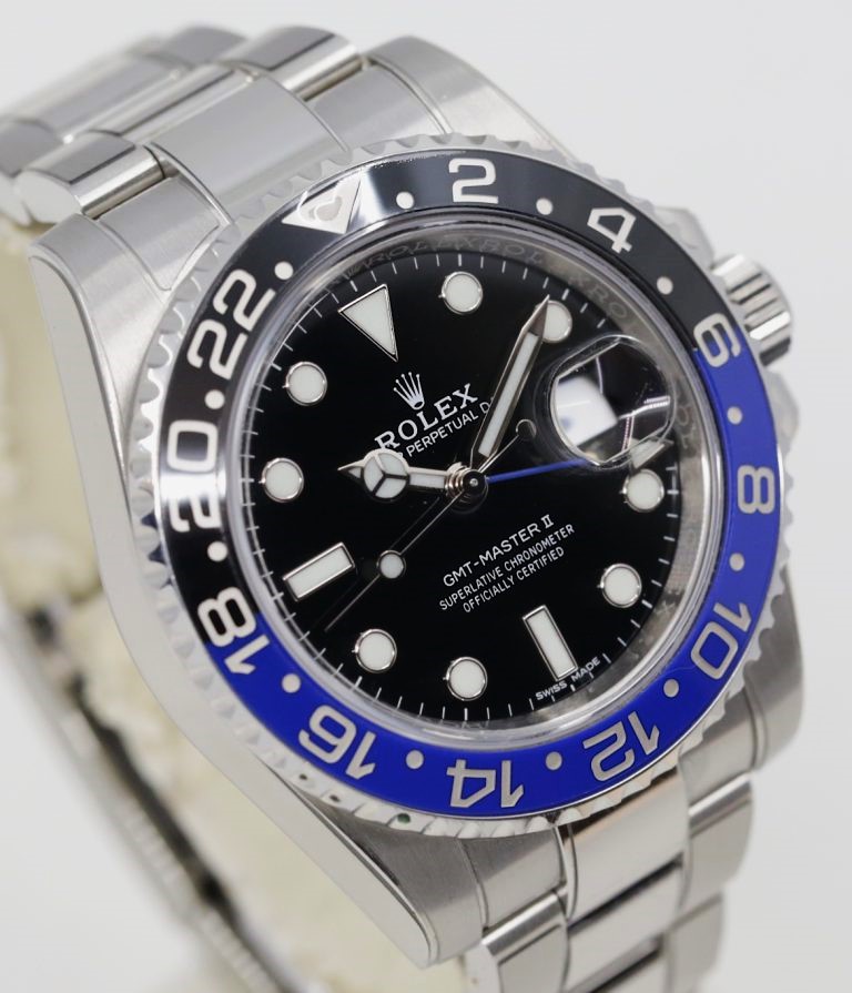 Rolex GMT Master II, Stainless Steel, Black & Blue "Batman" Ceramic Bezel, Black Index Dial, on Stainless Steel Rolex Oyster Bracelet, Ref. 116710BLNR, Circa: 2017, Complete with Box & Papers, REDUCED TO $22,000!!