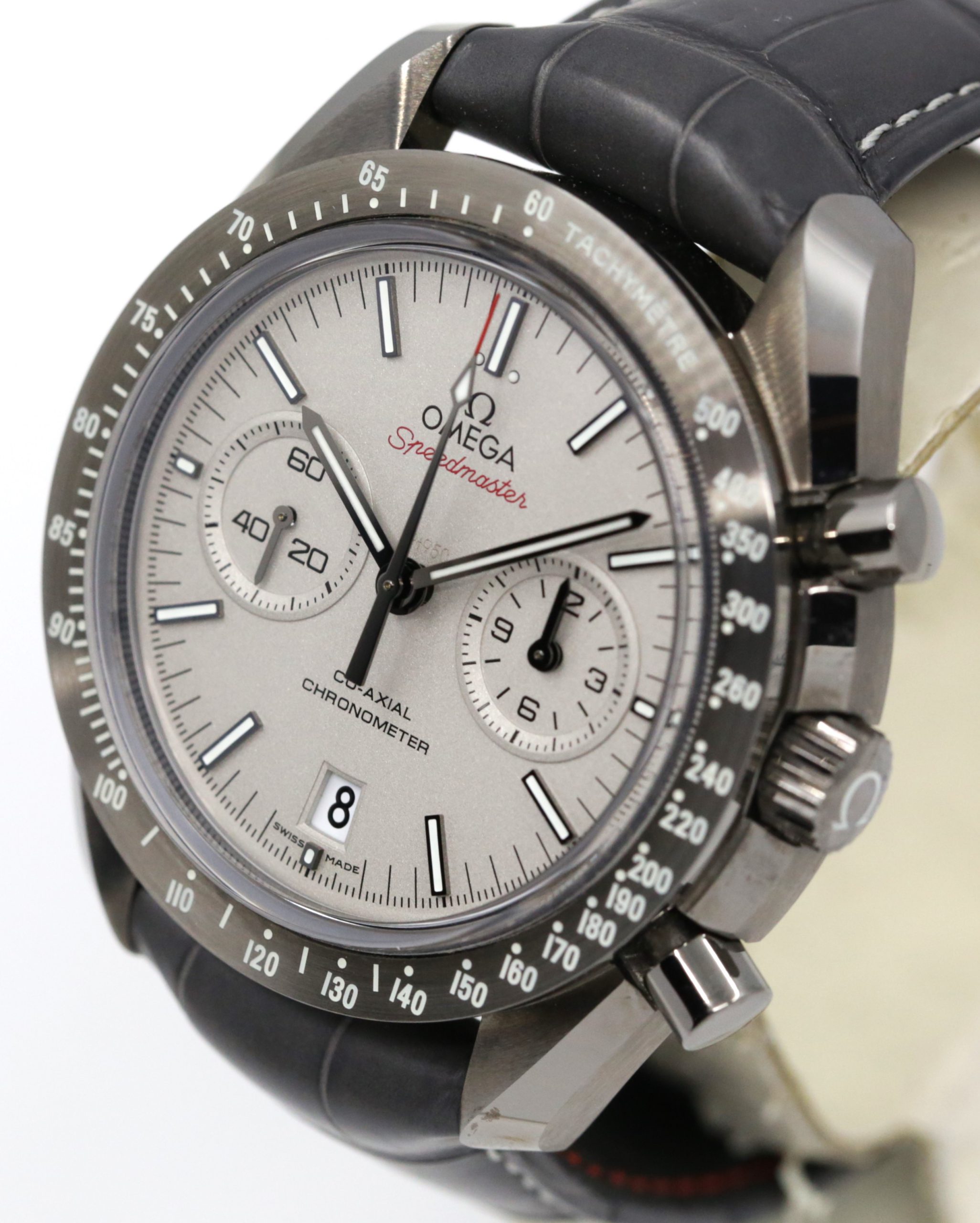 Omega Speedmaster Dark Side of the Moon, in Grey Ceramic, Grey Index Dial, on Grey Omega Alligator Strap with Titanium Omega Deployant, Ref. 311.93.44.51.99.002, Circa: 2018, Complete with Box, Book & Warranty Cards - Image 2