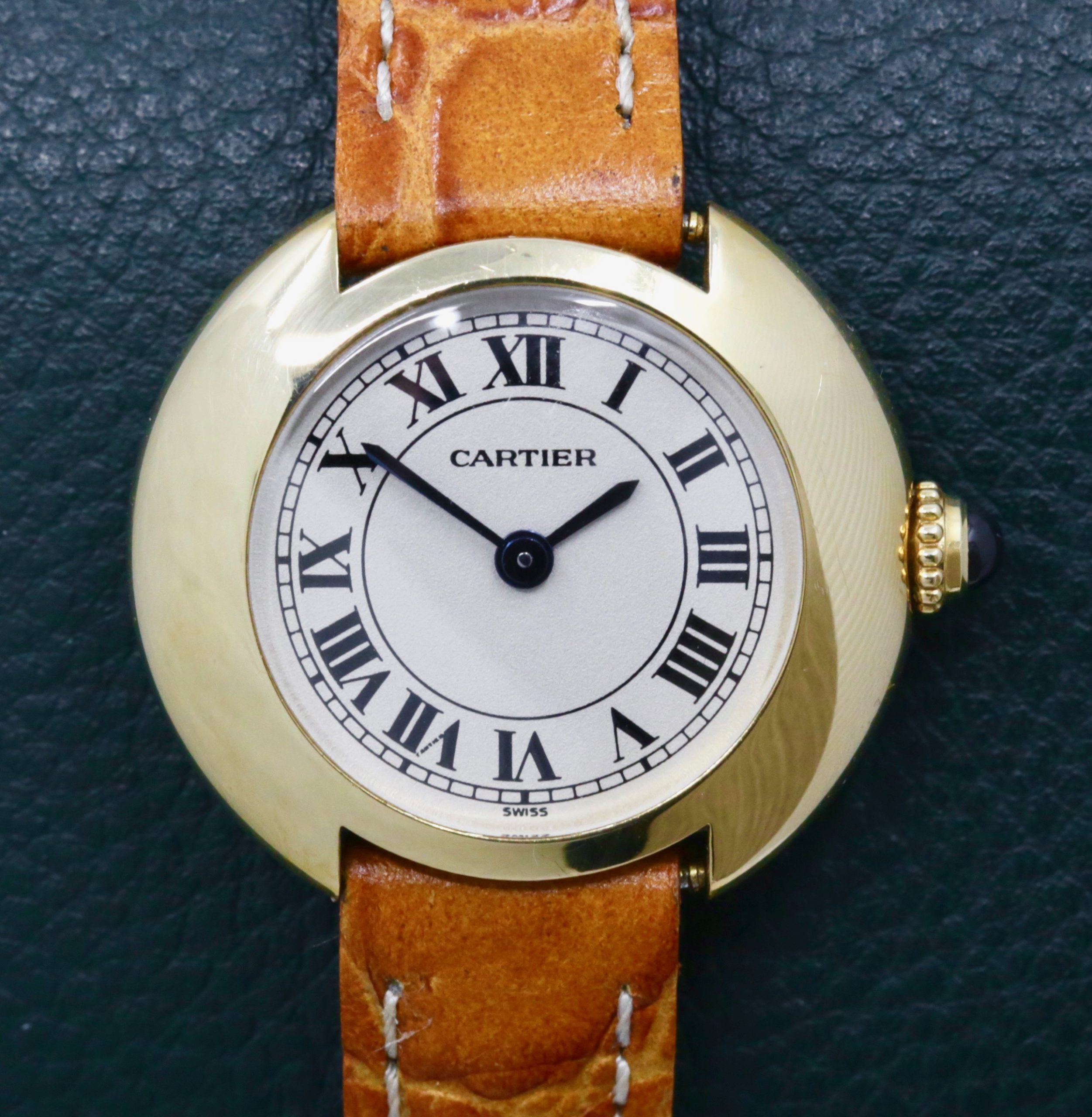 Cartier Vendome Ladies, 18ct Yellow Gold, Silver Roman Dial, on Alligator Leather Strap, Ref CRW15071G8, Circa: 2000's, with Box - Image 3