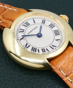 Cartier Vendome Ladies, 18ct Yellow Gold, Silver Roman Dial, on Alligator Leather Strap, Ref CRW15071G8, Circa: 2000's, with Box
