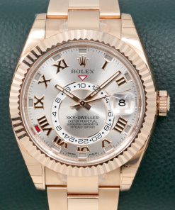 Rolex Oyster Perpetual Sky-Dweller, 18ct Everose Gold, Sundust Roman Dial, on 18ct Everose Gold Rolex Oyster Bracelet, Ref. 326935, Circa: 2015, with Box, Books & Rolex Warranty Card. NEW PRICE!
