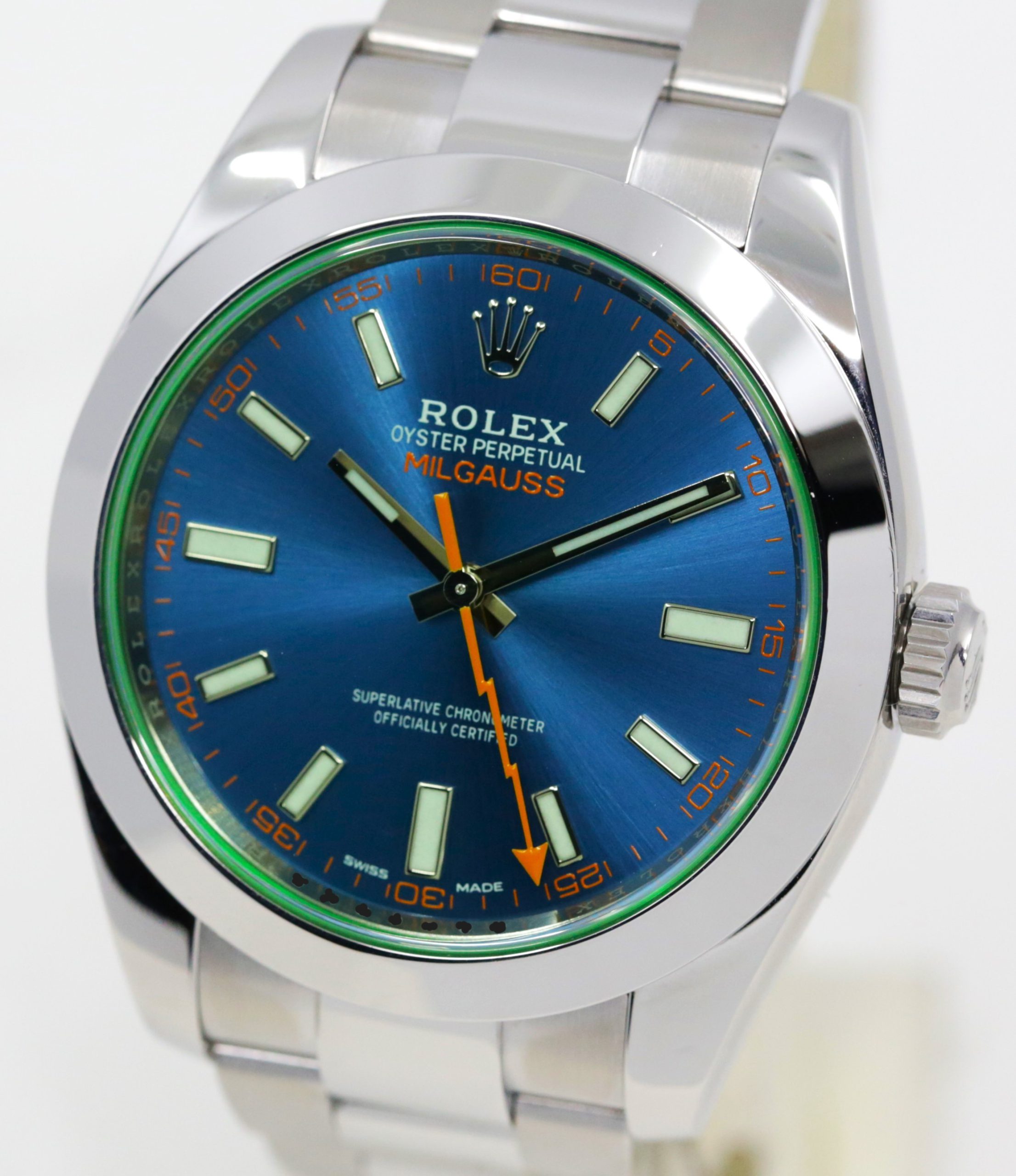 Rolex Milgauss Z-Blue, green glass, Stainless Steel on Rolex Oystersteel Bracelet, Ref: 116400GV, Complete with Box, book and Rolex Warranty card and swing tags and Rolex Service Warranty paper. Ca. 2017 - Image 4