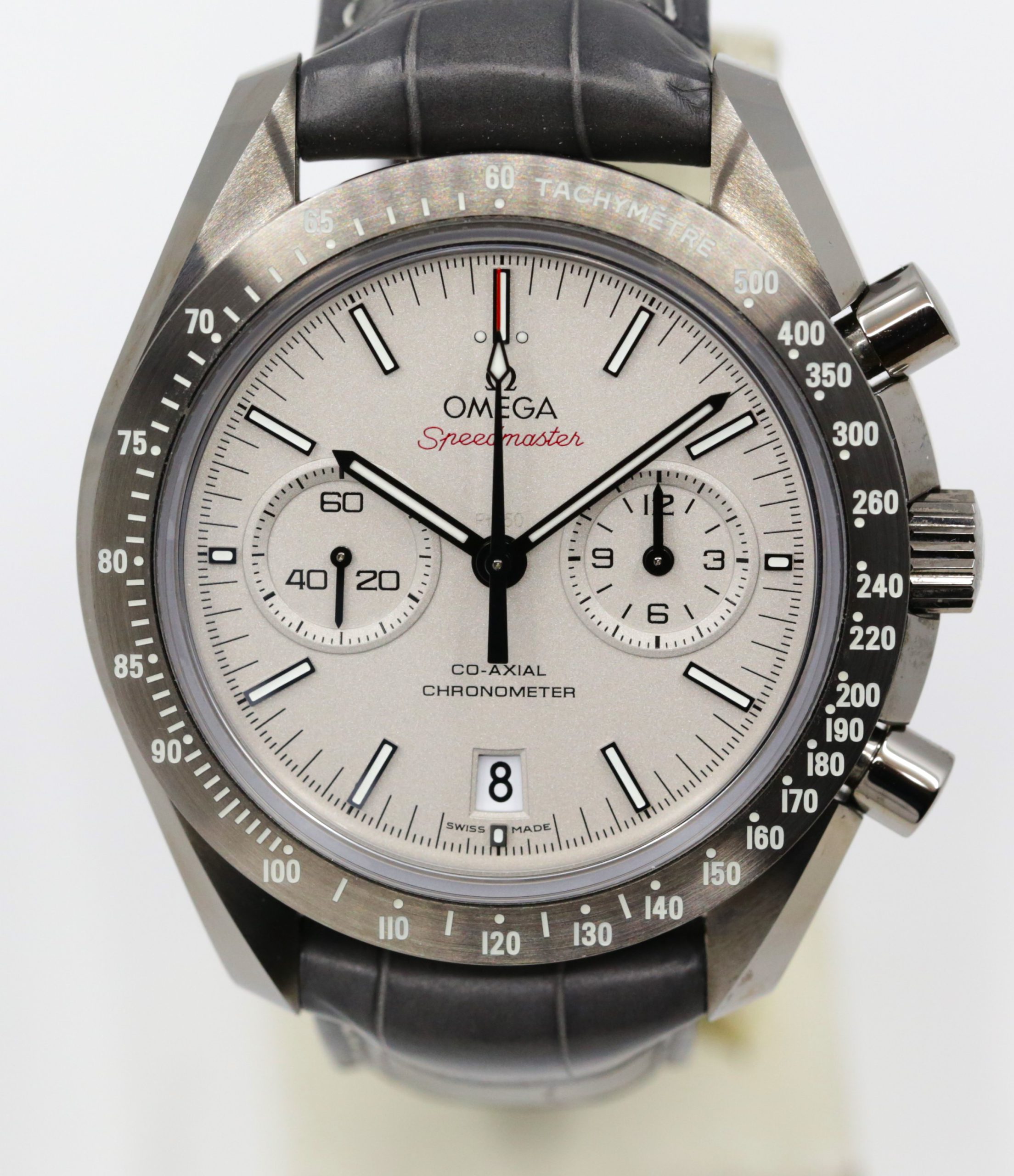 Omega Speedmaster Dark Side of the Moon, in Grey Ceramic, Grey Index Dial, on Grey Omega Alligator Strap with Titanium Omega Deployant, Ref. 311.93.44.51.99.002, Circa: 2018, Complete with Box, Book & Warranty Cards - Image 4