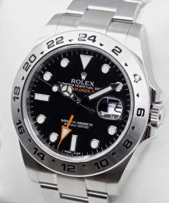 Alternative view of Rolex Oyster Perpetual Explorer II Black index dial on a Rolex Oystersteel Bracelet. Ref 216570. Ca 2018, Box and papers.