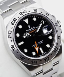 Rolex Oyster Perpetual Explorer II Black index dial on a Rolex Oystersteel Bracelet. Ref 216570. Ca 2018, Box and papers.