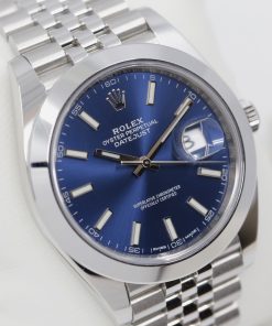 Rolex Datejust 41, Stainless Steel, Blue Index Dial, Smooth Bezel, Stainless Steel Rolex Jubilee Bracelet, Ref. 126300, Circa: 2017, Complete with Box, Books & Rolex Warranty Card