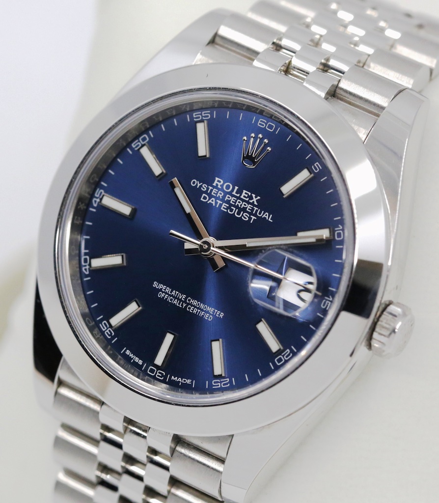 Rolex Datejust 41, Stainless Steel, Blue Index Dial, Smooth Bezel, Stainless Steel Rolex Jubilee Bracelet, Ref. 126300, Circa: 2017, Complete with Box, Books & Rolex Warranty Card - Image 3