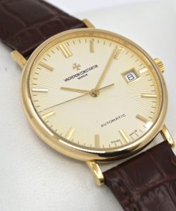 Vacheron Constantin Patrimony, 18ct Yellow Gold, Silver Guilloche Dial, Brown Alligator Strap with 18ct Yellow Gold VC Tang Buckle, Ref.42002/000J, Ca: 2004, Books, VC Warranty paper