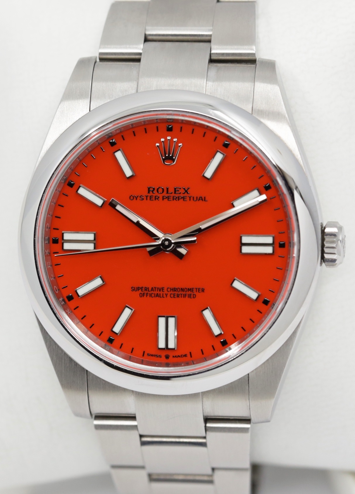Rolex Oyster Perpetual 41, in Stainless Steel, Coral Index Dial, on Stainless Steel Rolex Oyster Bracelet, Ref. 124300, Circa: 2021, Complete with Box, Books, Rolex Warranty Card & Balance of 5 Year Rolex factory Warranty - Image 3