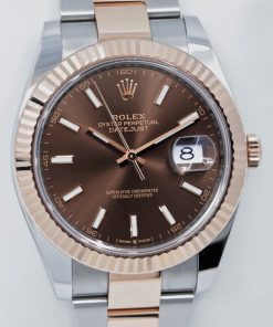 Alternative view of Rolex Datejust 41, in Stainless Steel & 18ct Everose Gold, with Chocolate Index Dial, Fluted Bezel, on Stainless Steel & 18ct Everose Gold Rolex Oyster Bracelet, Ref. 126331, Circa: 2021, Complete with Box, Books, Rolex Warranty Card & Balance of 5 Year Rolex Factory Warranty