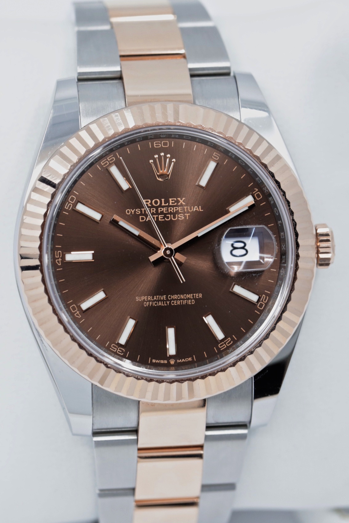 Rolex Datejust 41, in Stainless Steel & 18ct Everose Gold, with Chocolate Index Dial, Fluted Bezel, on Stainless Steel & 18ct Everose Gold Rolex Oyster Bracelet, Ref. 126331, Circa: 2021, Complete with Box, Books, Rolex Warranty Card & Balance of 5 Year Rolex Factory Warranty - Image 2