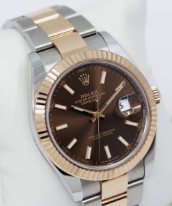 Rolex Datejust 41, in Stainless Steel & 18ct Everose Gold, with Chocolate Index Dial, Fluted Bezel, on Stainless Steel & 18ct Everose Gold Rolex Oyster Bracelet, Ref. 126331, Circa: 2021, Complete with Box, Books, Rolex Warranty Card & Balance of 5 Year Rolex Factory Warranty