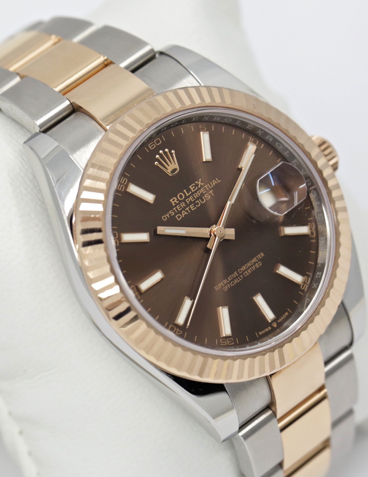 Rolex Datejust 41, in Stainless Steel & 18ct Everose Gold, with Chocolate Index Dial, Fluted Bezel, on Stainless Steel & 18ct Everose Gold Rolex Oyster Bracelet, Ref. 126331, Circa: 2021, Complete with Box, Books, Rolex Warranty Card & Balance of 5 Year Rolex Factory Warranty - Image 4