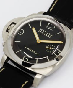 Alternative view of Panerai Marina Militare "Limited Edition", Ref. PAM217, 47mm Destro Watch, Stainless Steel, Black Sandwich Dial, on Black Panerai Alligator Strap with Stainless Steel Panerai Tang Buckle