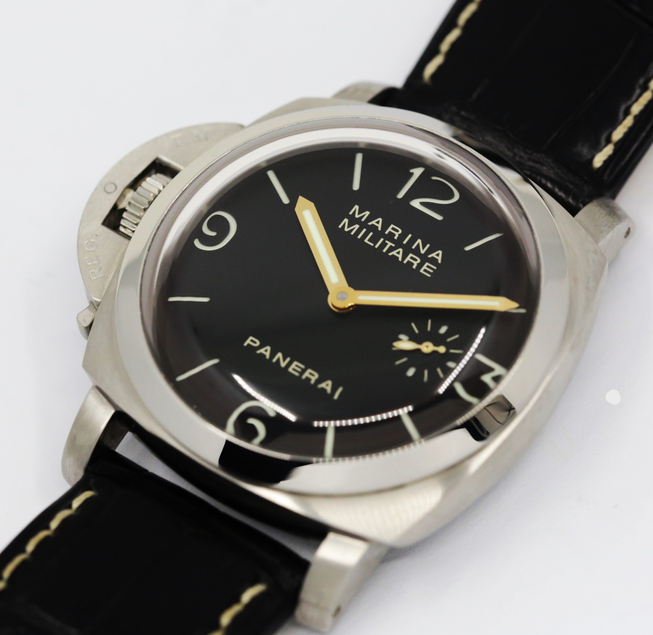Panerai Marina Militare "Limited Edition", Ref. PAM217, 47mm Destro Watch, Stainless Steel, Black Sandwich Dial, on Black Panerai Alligator Strap with Stainless Steel Panerai Tang Buckle - Image 2