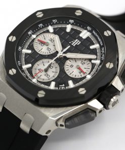 Alternative view of Audemars Piguet Royal Oak Offshore, Stainless Steel, Black Mega Tapisserie Dial, on Audemars Piguet Rubber Strap, Ref. 26420SO.OO.A002CA.01, Circa: 2022, Complete with Box, Papers & Balance Audemars Piguet Factory Warranty