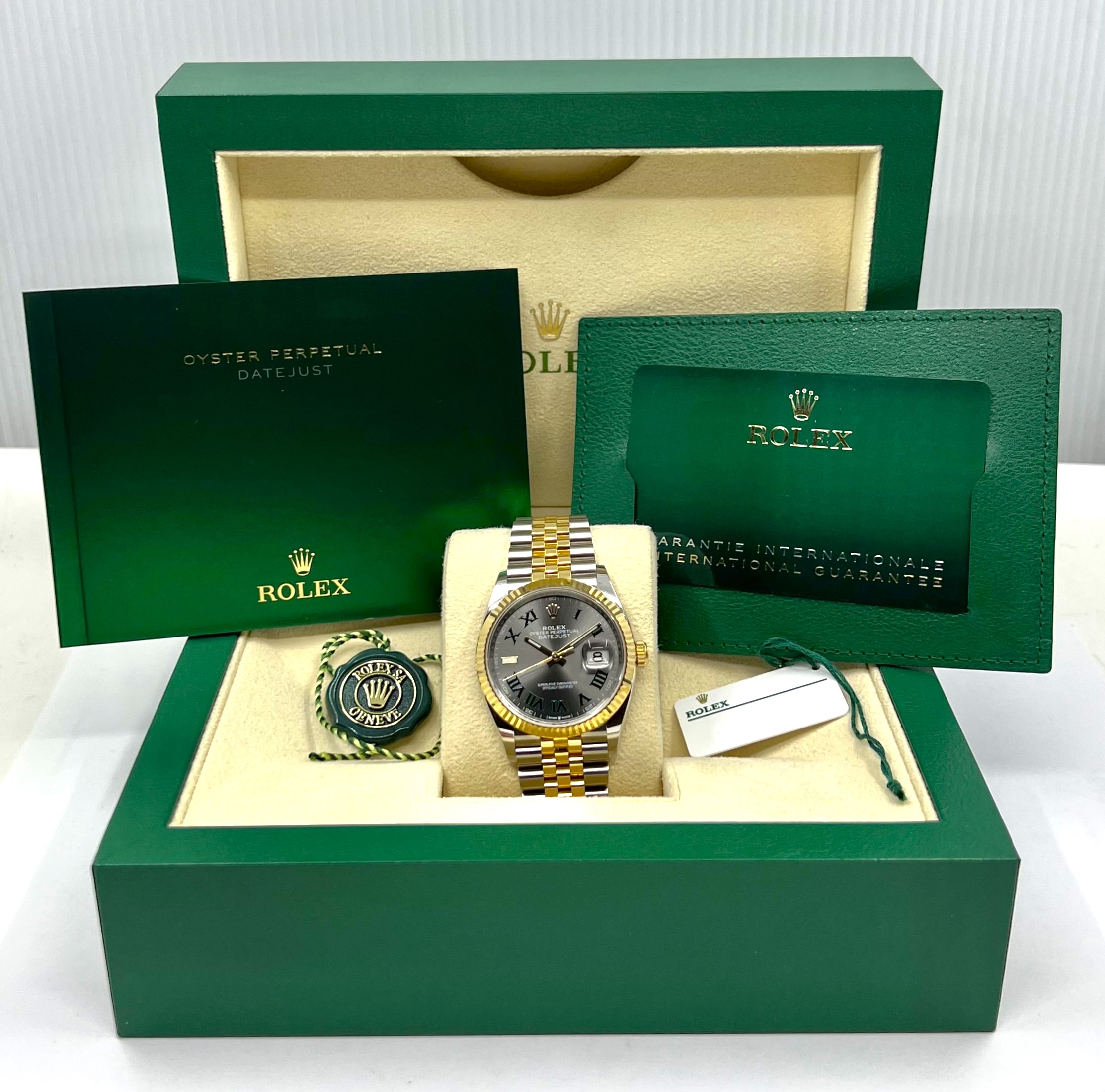 Rolex Oyster Perpetual Datejust 36, Stainless Steel & 18ct Yellow Gold, with Rhodium "Wimbledon" Roman Dial, on Stainless Steel & 18ct Yellow Gold Rolex Jubilee Bracelet, Ref. 126233, Circa: 2023, Complete with Box, Book & Rolex Warranty Card - Image 7