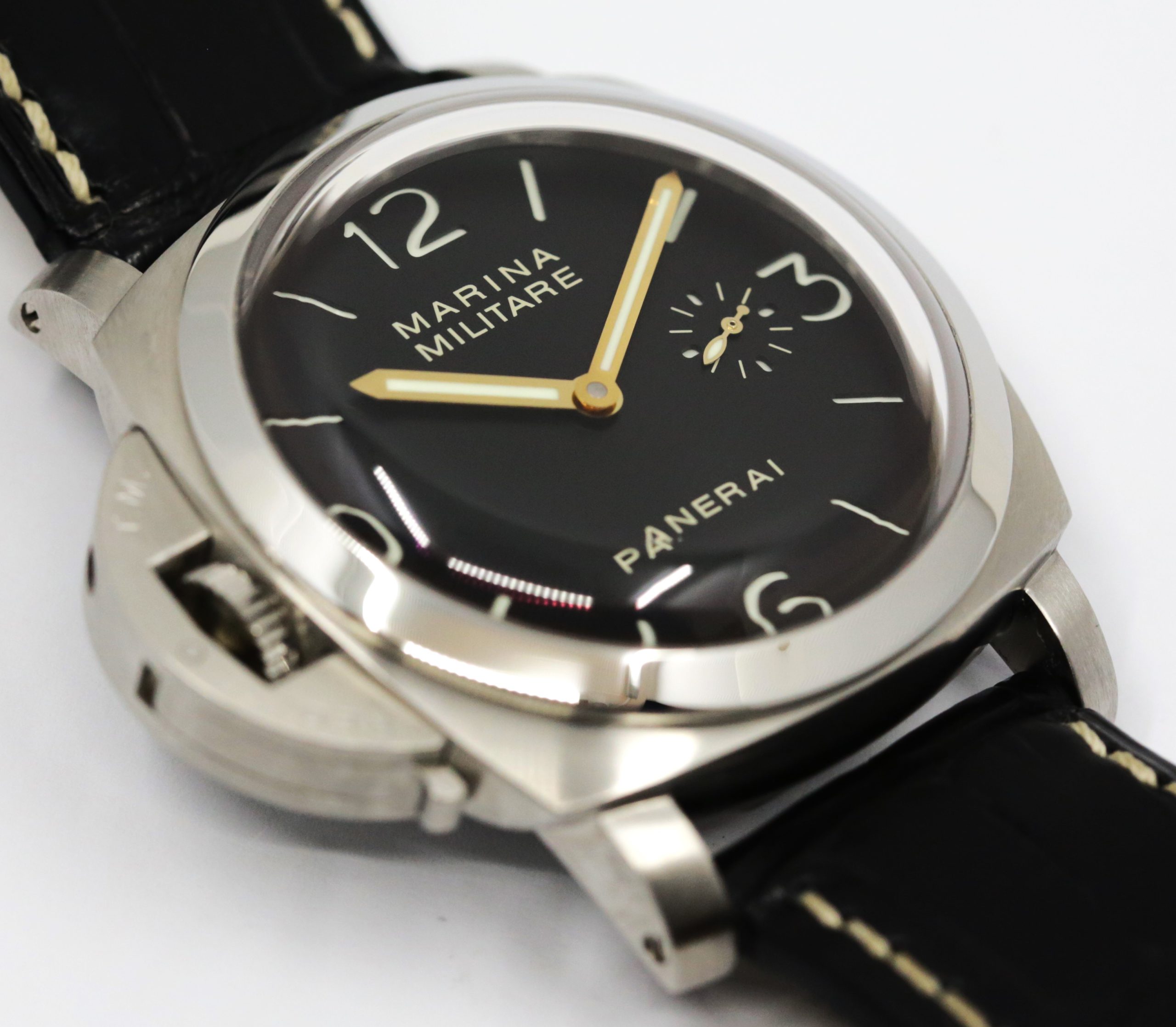 Panerai Marina Militare "Limited Edition", Ref. PAM217, 47mm Destro Watch, Stainless Steel, Black Sandwich Dial, on Black Panerai Alligator Strap with Stainless Steel Panerai Tang Buckle - Image 4