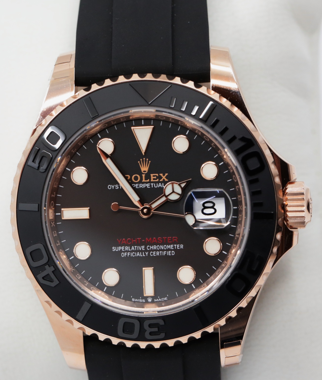 Rolex Oyster Perpetual Yacht-Master 40, in 18ct Everose Gold, Black Index Dial, on Rolex Oysterflex Strap, Ref. 126655, Circa: 2022, with Box, Rolex Warranty Card & Balance of Rolex 5 Year Warranty - Image 3