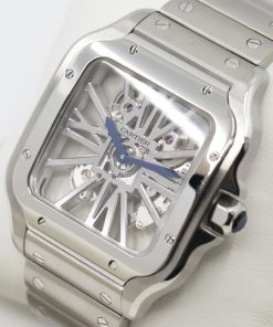 Alternative view of Cartier Santos de Cartier Watch, Large Model, in Stainless Steel, with Skeleton Roman Dial, on Stainless Steel Cartier Bracelet, Ref. WHSA0015, Circa: 2023, Complete with Box, Books, Cartier Warranty Card & Balance of 2 Year Cartier Factory Warranty