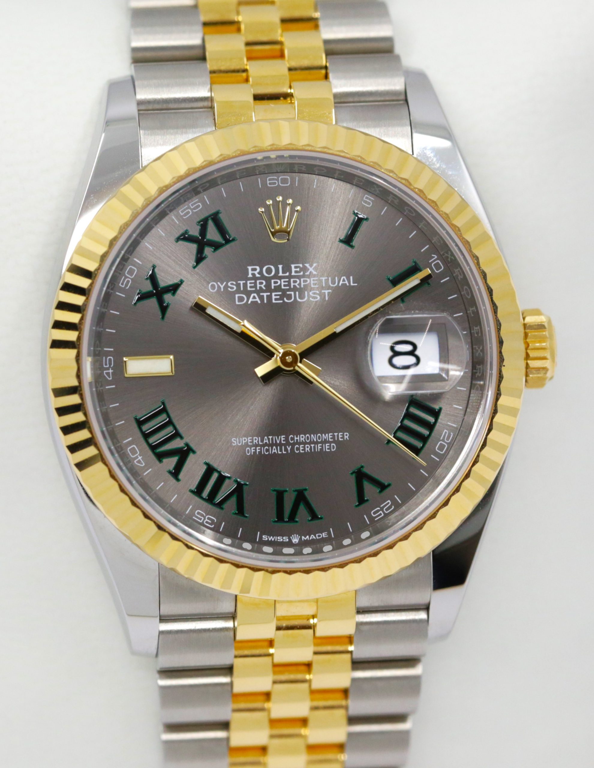 Rolex Oyster Perpetual Datejust 36, Stainless Steel & 18ct Yellow Gold, with Rhodium "Wimbledon" Roman Dial, on Stainless Steel & 18ct Yellow Gold Rolex Jubilee Bracelet, Ref. 126233, Circa: 2023, Complete with Box, Book & Rolex Warranty Card - Image 4