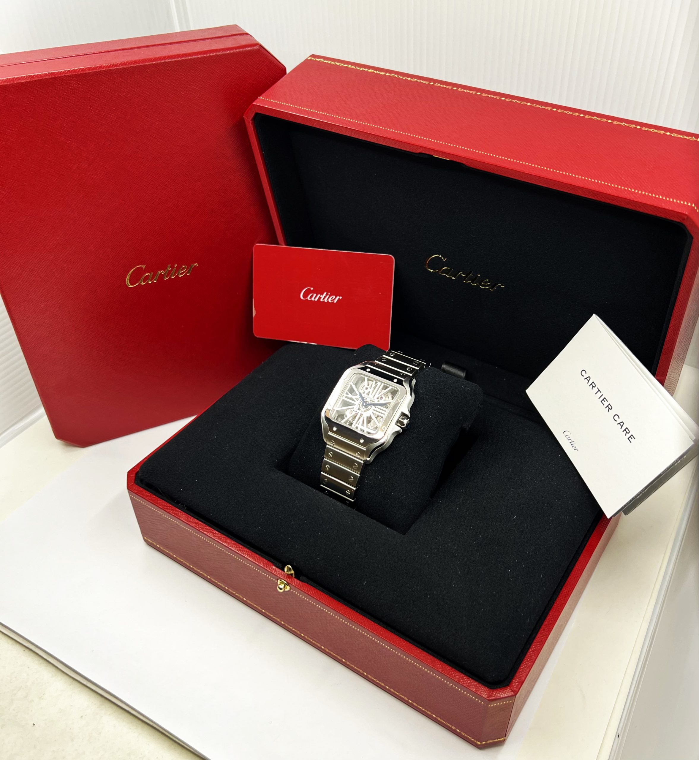 Cartier Santos de Cartier Watch, Large Model, in Stainless Steel, with Skeleton Roman Dial, on Stainless Steel Cartier Bracelet, Ref. WHSA0015, Circa: 2023, Complete with Box, Books, Cartier Warranty Card & Balance of 2 Year Cartier Factory Warranty - Image 8