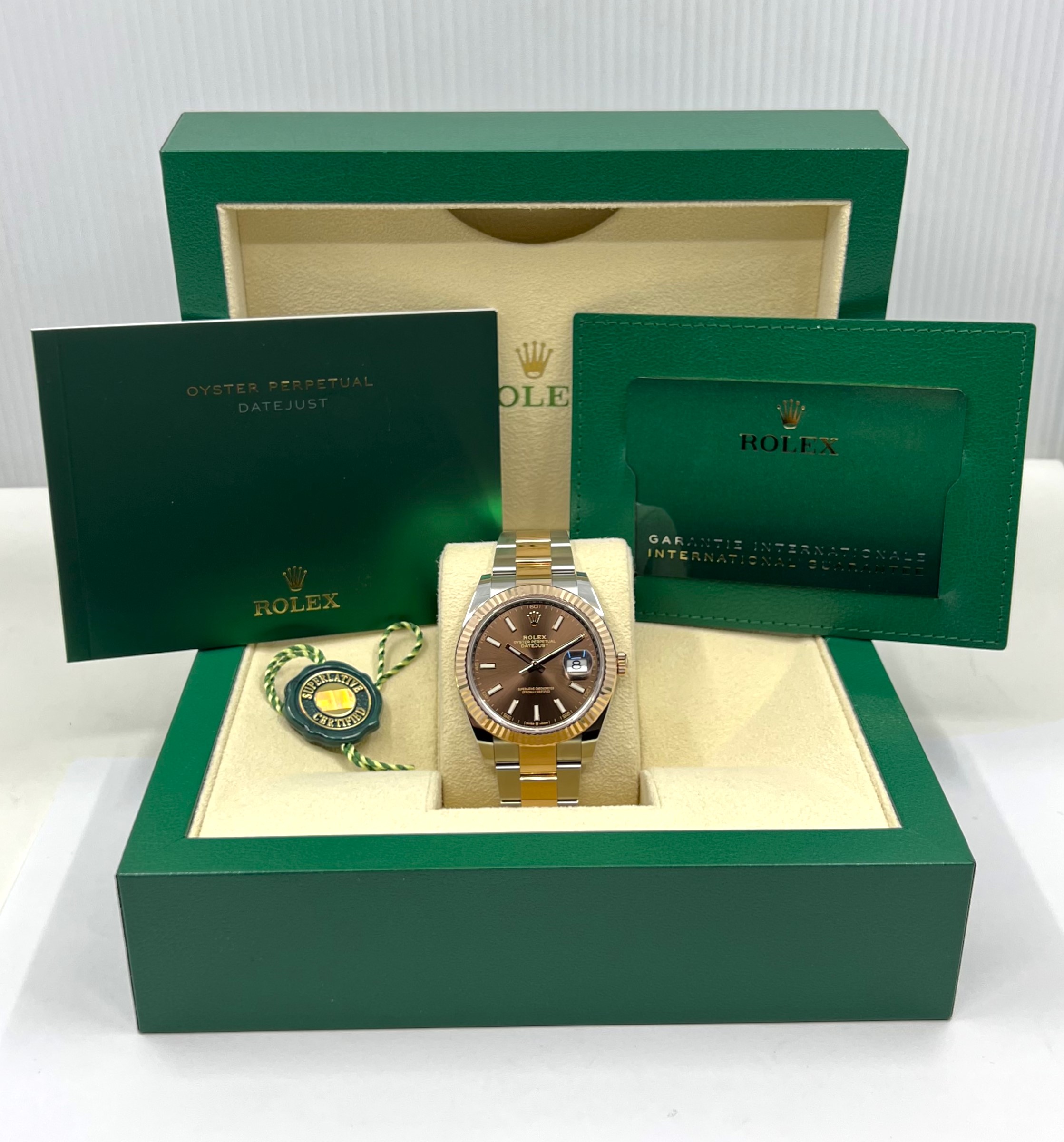 Rolex Datejust 41, in Stainless Steel & 18ct Everose Gold, with Chocolate Index Dial, Fluted Bezel, on Stainless Steel & 18ct Everose Gold Rolex Oyster Bracelet, Ref. 126331, Circa: 2021, Complete with Box, Books, Rolex Warranty Card & Balance of 5 Year Rolex Factory Warranty - Image 6