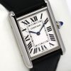Cartier Tank Must, Large Model, in Stainless Steel, Silver Roman Dial, on Black Cartier Leather Strap with Stainless Steel Cartier Tang Buckle, Ref. WSTA0041, Circa: 2021, Complete with Box, Book, Cartier Warranty Card & Balance of 2 Year Cartier Factory Warranty