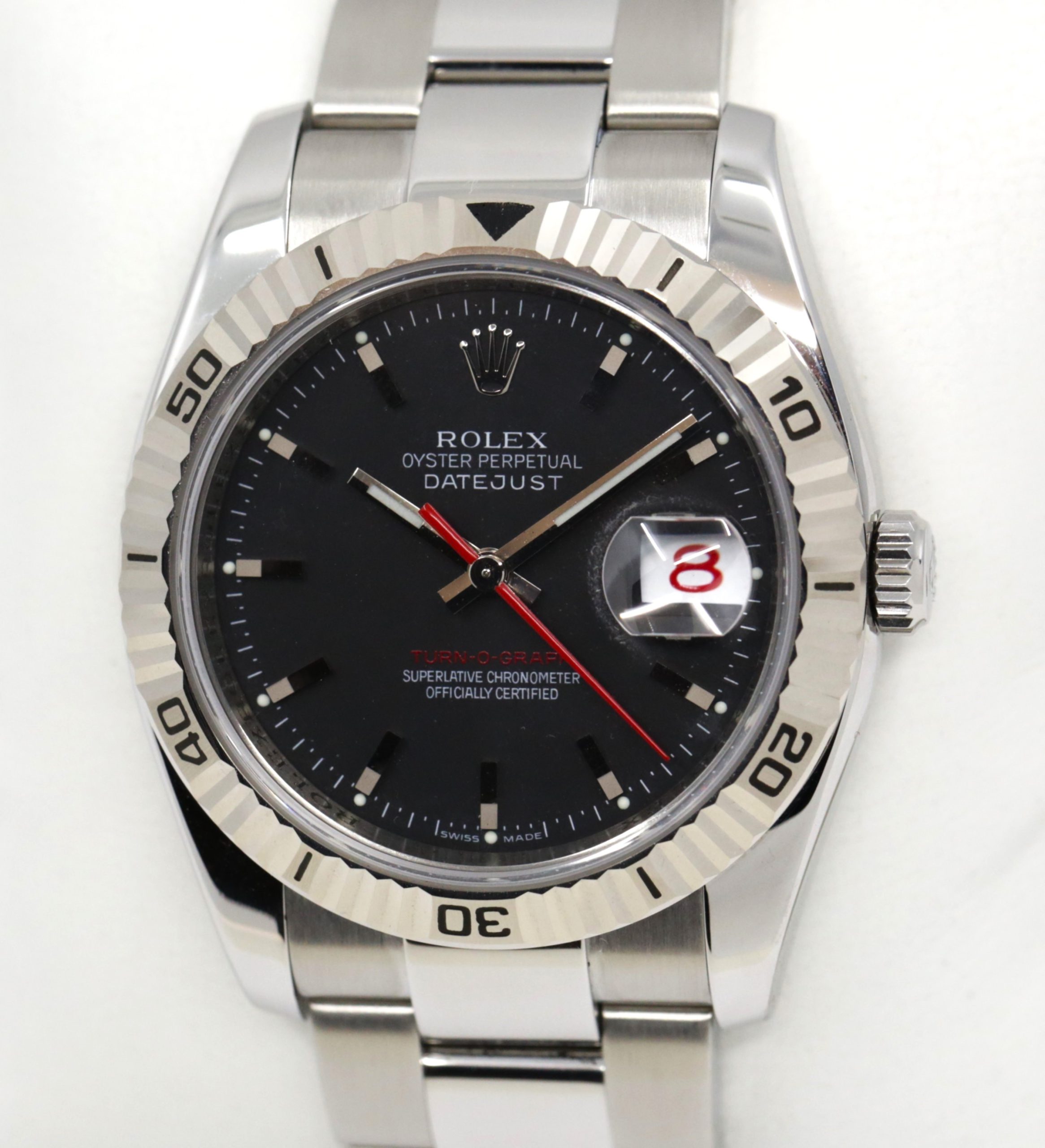 Rolex Oyster Perpetual Datejust Turn-O-Graph, in Stainless Steel with 18ct White Gold Fluted Bezel, Black Index Dial, on Stainless Steel Rolex Oyster Bracelet, Ref.116264, Circa: 2007, with Box, Book & Warranty Card - Image 3