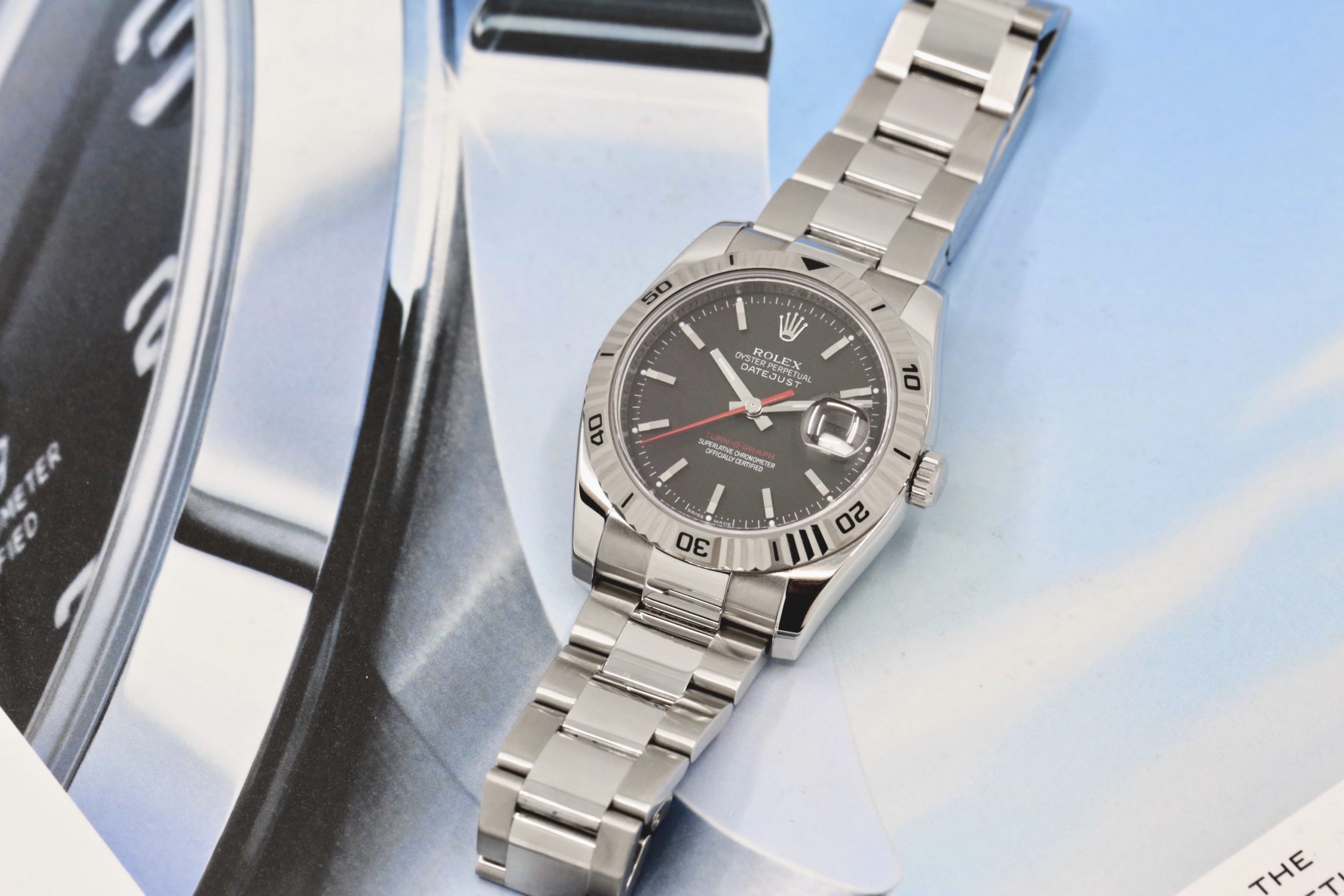 Rolex Oyster Perpetual Datejust Turn-O-Graph, in Stainless Steel with 18ct White Gold Fluted Bezel, Black Index Dial, on Stainless Steel Rolex Oyster Bracelet, Ref.116264, Circa: 2007, with Box, Book & Warranty Card - Image 7