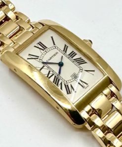 Cartier Tank Americaine, in 18ct Yellow Gold, Automatic, Ivory Roman Guilloche Dial, on 18ct Yellow Gold Cartier Bracelet, Ref. W26031K2, with Box & Book, Recently Serviced by Cartier Service Centre