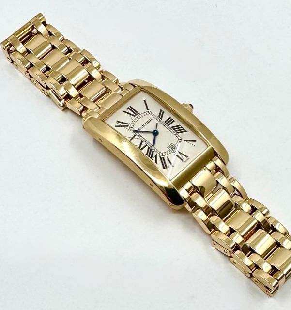 Cartier Tank Americaine, in 18ct Yellow Gold, Automatic, Ivory Roman Guilloche Dial, on 18ct Yellow Gold Cartier Bracelet, Ref. W26031K2, with Box & Book, Recently Serviced by Cartier Service Centre - Image 2