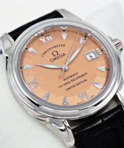 Omega De Ville Chronometer Co-Axial, Limited Edition of 99 in Platinum, Salmon Roman Index Dial Black Omega Alligator Strap with 18ct White Gold Omega Deployant, Ref. 5921.61.31, Circa: 2000. Complete with Box, Books & Omega Warranty Certificate