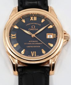 Alternative view of Omega De Ville Chronometer Co-Axial, Limited Edition of 999 in 18ct Rose Gold, Roman Index Blue-black Dial Omega Alligator Strap with 18ct Rose Gold Omega Deployant, Circa: 2001