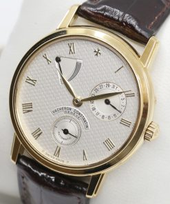 Alternative view of Vacheron Constantin Patrimony Power Reserve, in 18ct Yellow Gold, Silver Guilloche Roman Dial, on Brown Vacheron Constantin Alligator Strap with 18ct Yellow Gold Vacheron Consantin Tang Buckle, Ref. 47200/000J, Circa: 2000, with Box, Books & Vacheron Constantin Warranty Certificate