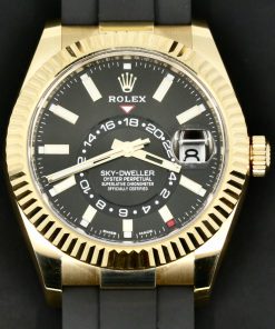 Rolex Sky-Dweller, 18ct Yellow Gold, Black Index Dial, on Rolex Oysterflex Band with 18ct Yellow Gold Rolex Deployant, Ref. 326238, Circa: 2023, Complete with Box, Books, Rolex Warranty Card & Balance of 5 Year Rolex Warranty