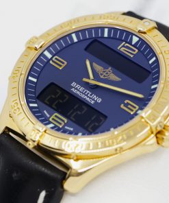 Alternative view of Breitling Aerospace in 18ct Yellow Gold, Navy Blue 12, 3, 6, 9 Dial, on Black Breitling Leather Strap with 18ct Yellow Gold Breitling Tang Buckle, Ref. K56062
