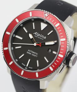 Alternative view of Alpina Seastrong Diver, in Stainless Steel, Black Index Dial, Red Bezel on Alpina Rubber Strap with Stainless Steel Alpina Tang Buckle, Ref. AL-525LBRG4V6, Circa: 2017, with Box, Book & Warranty Certificate