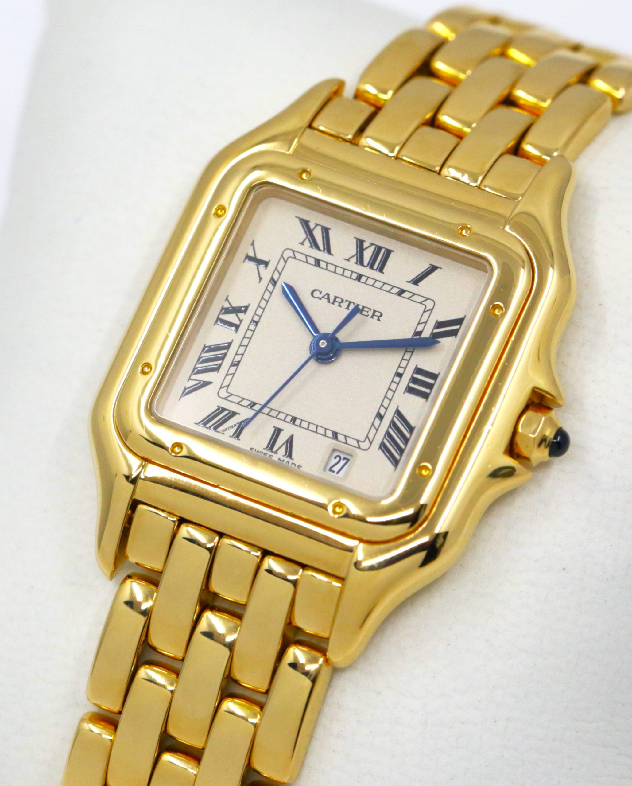 Panthere de Cartier Watch, Medium Model, Silver Roman Dial with Blue Steel Sword-Shaped Hands, on 18ct Yellow Gold Cartier Bracelet, Ref. 8839, with Cartier Service Receipt & Balance of 2 Year Cartier Service Warranty - Image 4