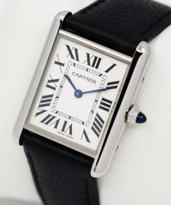 Alternative view of Cartier Tank Must, Large Model, in Stainless Steel, Silver Roman Dial, on Black Cartier Leather Strap with Stainless Steel Cartier Tang Buckle, Ref. WSTA0041, Circa: 2021, Complete with Box, Book, Cartier Warranty Card & Balance of 2 Year Cartier Factory Warranty