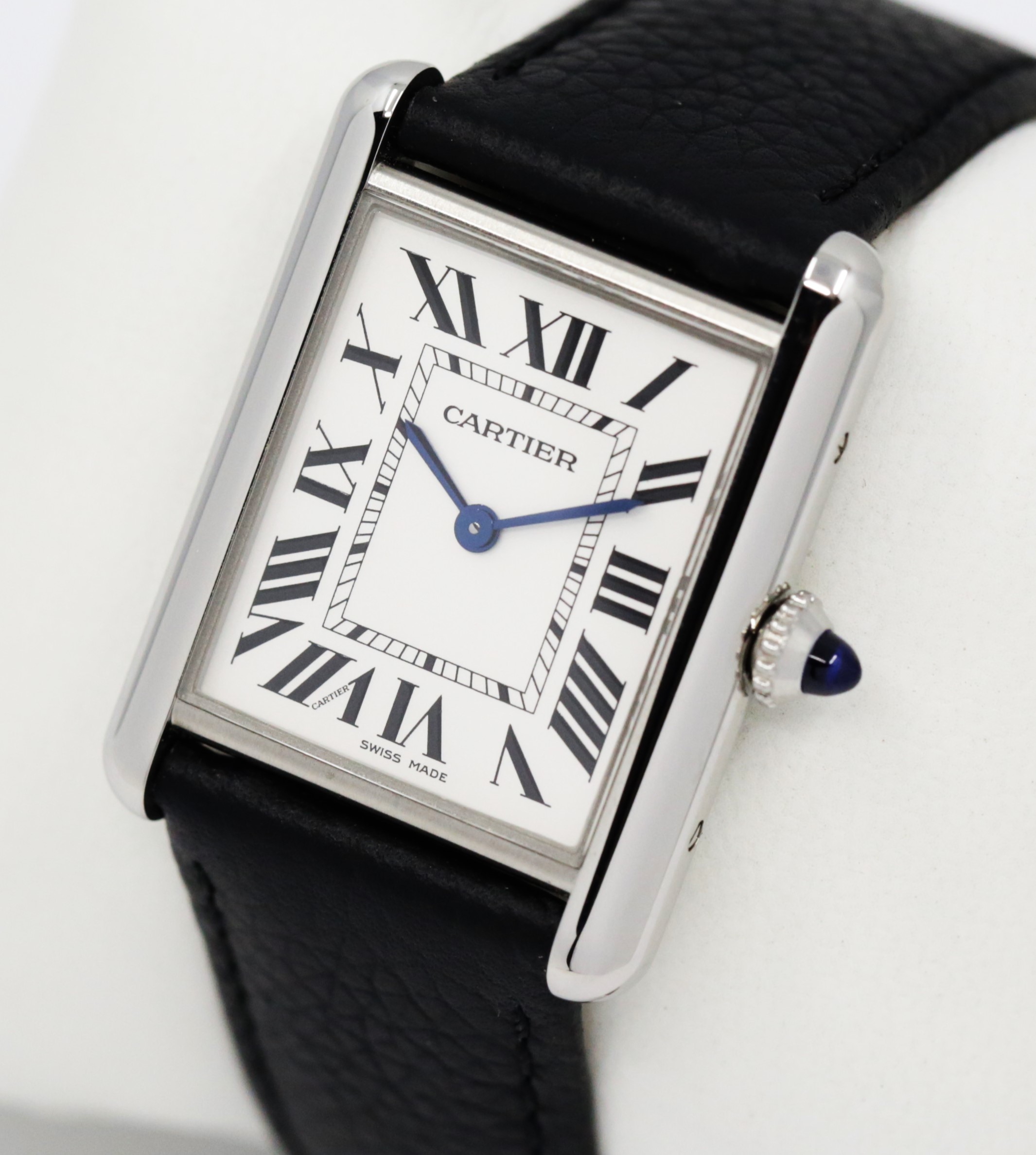 Cartier Tank Must, Large Model, in Stainless Steel, Silver Roman Dial, on Black Cartier Leather Strap with Stainless Steel Cartier Tang Buckle, Ref. WSTA0041, Circa: 2021, Complete with Box, Book, Cartier Warranty Card & Balance of 2 Year Cartier Factory Warranty - Image 2