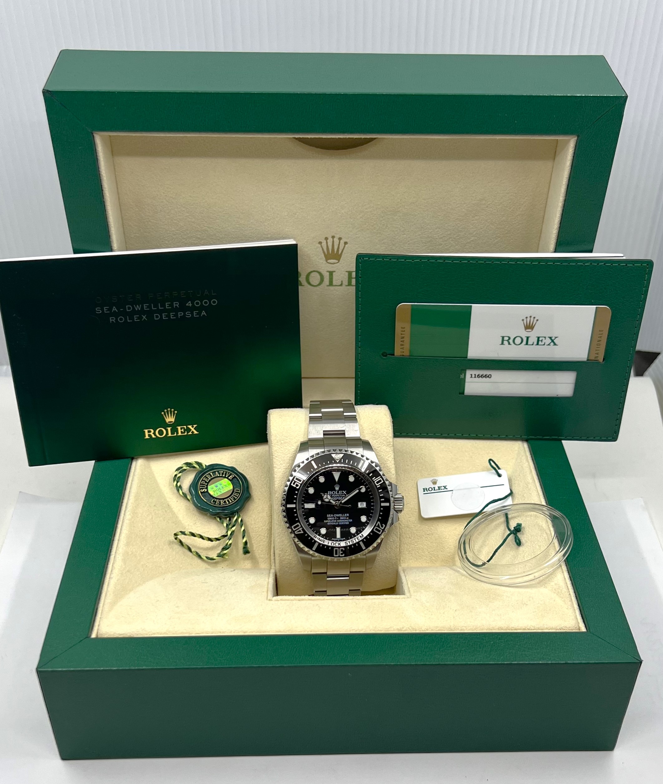 Rolex Sea-Dweller Deepsea, 44mm, Stainless Steel, Black Ceramic Bezel, Black Index Dial, on Stainless Steel Rolex Oyster Bracelet, Ref. 116660, Circa: 2016, with Box, Books & Rolex Warranty Card - Image 7