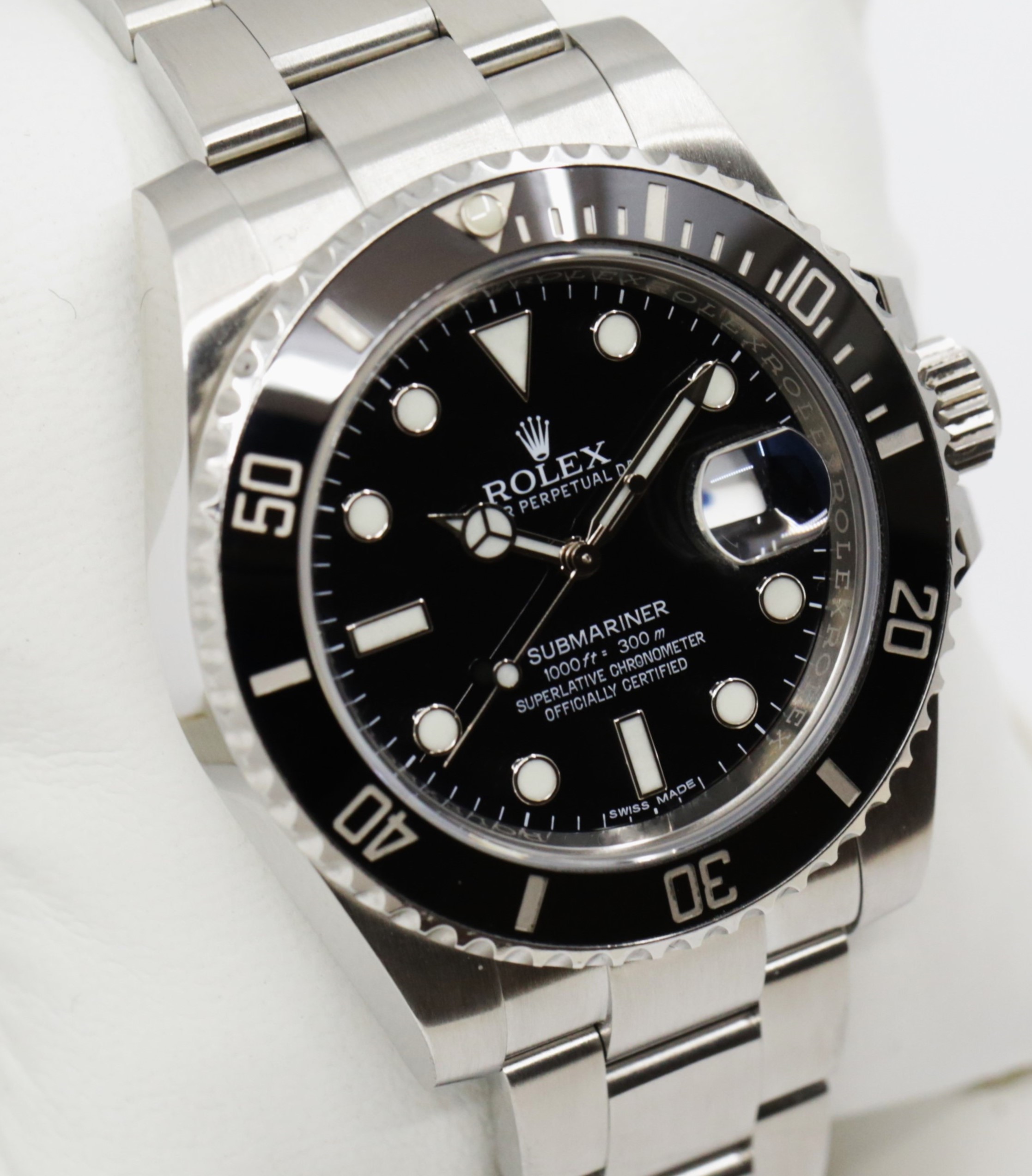 Rolex Oyster Perpetual Submariner Date, in Stainless Steel, Black Ceramic Bezel, Black Index Dial, on Stainless Steel Rolex Oyster Bracelet, Ref. 116610LN, with Box