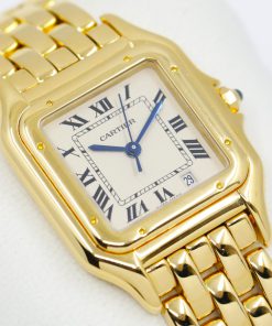 Panthere de Cartier Watch, Medium Model, Silver Roman Dial with Blue Steel Sword-Shaped Hands, on 18ct Yellow Gold Cartier Bracelet, Ref. 8839, with Cartier Service Receipt & Balance of 2 Year Cartier Service Warranty